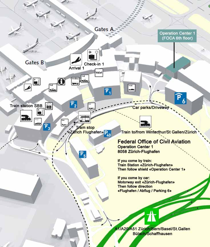Location map for Zurich Airport
