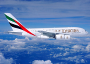 Airbus A 380 de Emirates en air.
