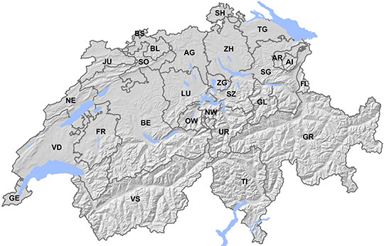 Übersichtskarte Schweiz