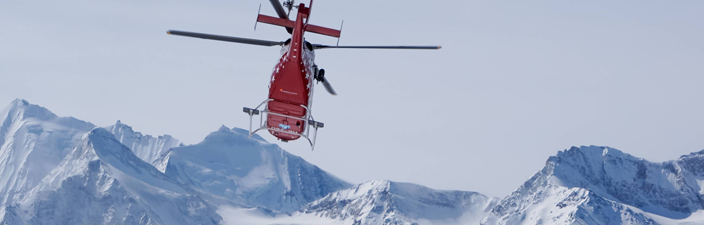 Helicopter in mountainous area